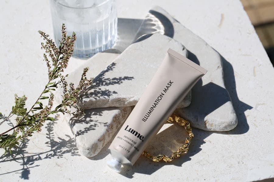 Vitamin C serum in an amber dropper bottle on white marble